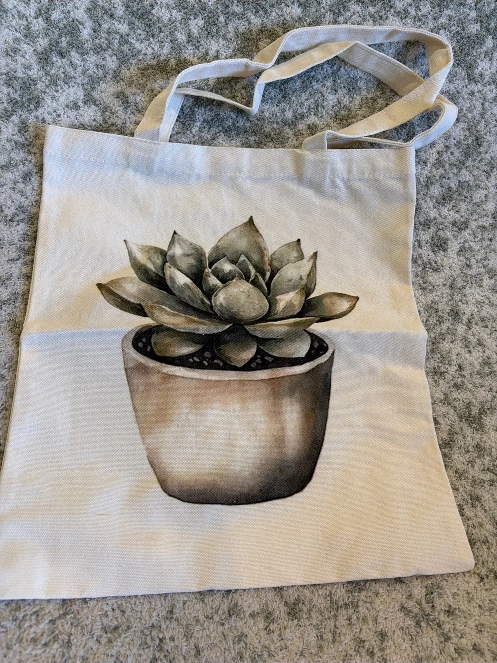 Desert Cactus Echeveria Succulent Cotton Canvas Tote Bag NWT 15.50x14”
